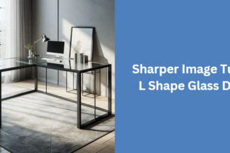 Sharper Image Tustin L Shape Glass Desk